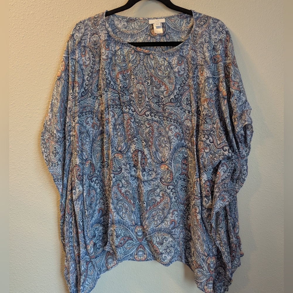 J. Jill Blue Paisley Blouse Size S
